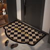 轻奢棋盘格入户门地垫pvc可裁剪脚垫子，进门玄关可擦免洗防滑地毯