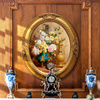 欧式古典花卉风景美式油画椭圆形壁画餐厅卧室玄关装饰画手绘挂画