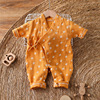 婴儿连体衣纯棉纱布，夏薄长袖宝宝棉纱和尚服夏装，空调服新生儿衣服
