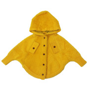 女童蝙蝠袖毛衣，秋冬童装韩版海马毛开衫外套，纯色连帽斗篷