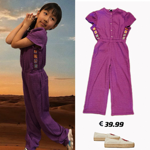 外贸原单女童紫色连身裤，长裤夏季儿童波西米亚，异域风度假风服