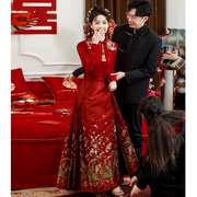 红色马面裙敬酒服新娘，新中式婚服订婚礼服，裙结婚套装国风改良汉服