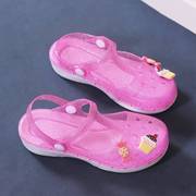 速发女童水晶果冻凉鞋夏季沙滩洞洞鞋儿童外穿夏款包头女孩凉拖鞋