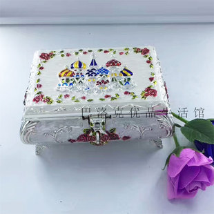 欧式首饰盒俄罗斯公主无锁带镜子，饰品盒大容量收纳盒宫廷城堡玫瑰
