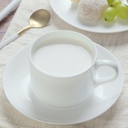 景德镇陶瓷纯白骨瓷咖啡杯碟套茶复古式创意带碟茶杯牛奶杯2件套