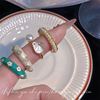 法式珐琅花朵戒指时尚珍珠小兔子，食指戒小众，设计高级感仿玉石指环