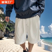夏季男士白色短裤五分裤工装裤宽松直筒运动
