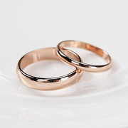 玫瑰金素圈戒指尾戒女情侣简约小指，镀18k彩金，光圈一对指环网红潮