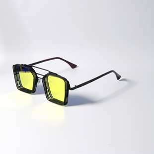 废土风方形炫彩反光墨镜UV400防紫外线金属小众蒸汽朋克太阳眼镜