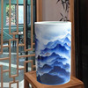 中式客厅装饰陶瓷瓶手绘青花瓷器，箭筒字画桶书画缸卷轴缸书房摆件