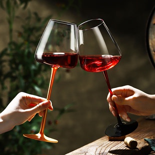 黑红领结勃艮第红酒杯大号家用高脚杯创意水晶玻璃杯红杆葡萄酒杯