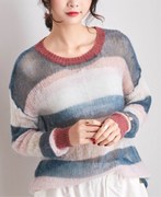 马海毛毛衣女海马针织衫镂空薄款法式上衣网红外套2023女