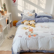 儿童卡通贴布绣花床品样板房，1.2米床单三件套汽车床品1.5米四件套