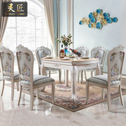 欧式伸缩餐桌大理石实木，餐桌椅组合可折叠小户型，家用吃饭桌圆桌
