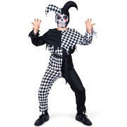 马戏团黑白格子小丑儿童小丑演出服装cosplay万圣节舞台表演衣服