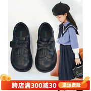 真皮英伦风黑色香港学生皮鞋女童单鞋2024儿童演出鞋春秋宝宝