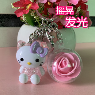 闪光小兔子皮卡丘hellokitty钥匙扣可爱铃铛包包挂件送女同学