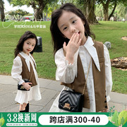 女童春季套装2024儿童春秋韩版衬衫两件套女宝宝春装女孩童装