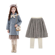 春秋季韩国童装，女童双层雪纺纱裙，假两件裙裤裤裙d05
