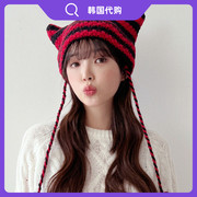 毛线帽韩国可爱牛角小恶魔时尚针织帽子明星款保暖男女冬季新