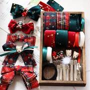 手工制作圣诞发夹diy材料包自制(包自制)蝴蝶结，丝带头饰发饰发卡套装配件