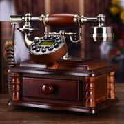 实木欧式仿古电话机复古时尚创意个性电话机家用固定有绳电话座机
