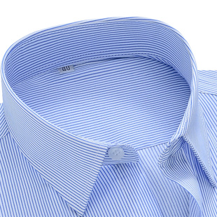 蓝条纹衬衫男长袖职业装春秋白条纹(白条纹，)衬衣正装工装潮流商务休闲