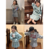 韩国春装女童学院风卫衣运动套装，儿童休闲百褶半身裙短裙子2件套