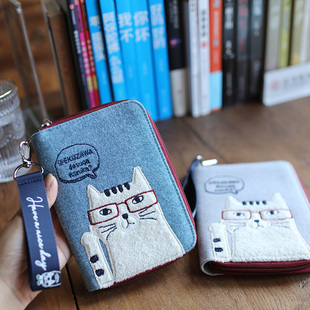卡包？手机包？都能满足！出口日本猫咪卡包布艺名片夹多卡位卡套