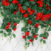 仿真蔷薇花藤条装饰藤蔓空调管遮挡室内婚庆假花塑料缠绕花藤壁挂