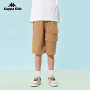 kappa卡帕童装男童裤子薄款夏季透气儿童工装短裤，中大童休闲中裤