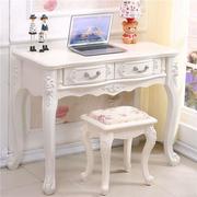 欧式电脑桌台式家用田园，书桌学习桌现代简约写字台，实木梳妆台白色