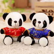 红色唐装穿衣小熊猫公仔，小挂件四川旅游纪念品，玩偶成都送老外