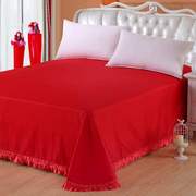 大红色结婚龙凤百子图四件套，杭州丝绸缎被套，全棉床单枕套婚庆床品