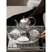玻璃轻奢花茶壶耐高温花草水果家用茶壶套装下午茶具煮泡茶壶耐热