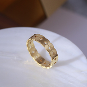 欧美大牌饰品时尚简约镂空几何造型复古金色优雅气质戒指指环女生