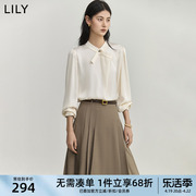 lily2024夏女装(夏女装)气质纯色，通勤款垂坠感宽松套头，衬衫式雪纺衫女