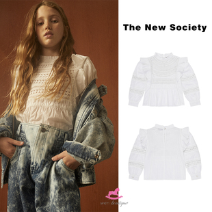 55 雯的店 The New Society 23秋冬儿童白色蕾丝花边高领衬衫