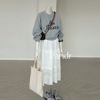 PANDR减龄韩系休闲字母宽松圆领卫衣法式刺绣半身裙时候套装