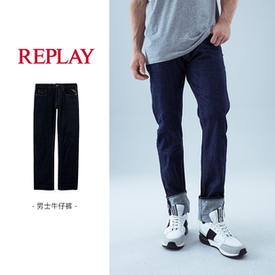 replay牛仔裤男士aged系列，深蓝色休闲舒适百搭长裤，rocco休闲版型