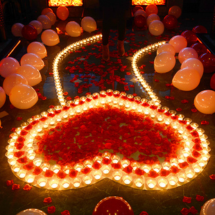 蜡烛浪漫惊喜生日求婚创意布置套餐表白示爱场景，装饰室内情人节