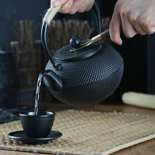 日式复古文艺功夫茶铸铁茶壶，家用单壶小铁壶壶，户外生铁煮茶泡茶壶