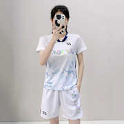 24尤尼桃田贤斗青花瓷羽毛球，服女短袖套装，速干透气网球衣队服定制