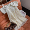 夏季清凉一字领吊带雪纺，纯色连衣裙减龄百搭中裙，时尚休闲洋气g$12