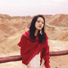 沙漠旅游防晒披肩民族风围巾，大尺寸棉麻纯色，丝巾女夏季薄款红纱巾