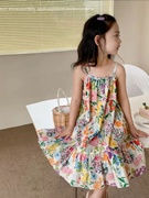 女童连衣裙夏装2024夏季吊带裙，儿童裙子宝宝波，西米亚风棉布裙