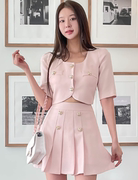口袋里的韩国2024年春款3.8显白显白修身上衣荷叶半身裙单买