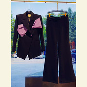 秋冬搭配一整套小个子干练气质女装高级感小香风黑色西装两件套装