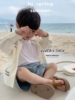 LUCKI KIDS韩国童装2024年春季男童卡通衬衫白色短T字母牛仔短裤