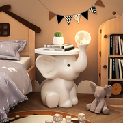 奶油风卡通儿童床头柜现代简约可爱卧室小型收纳落地灯一体置物架